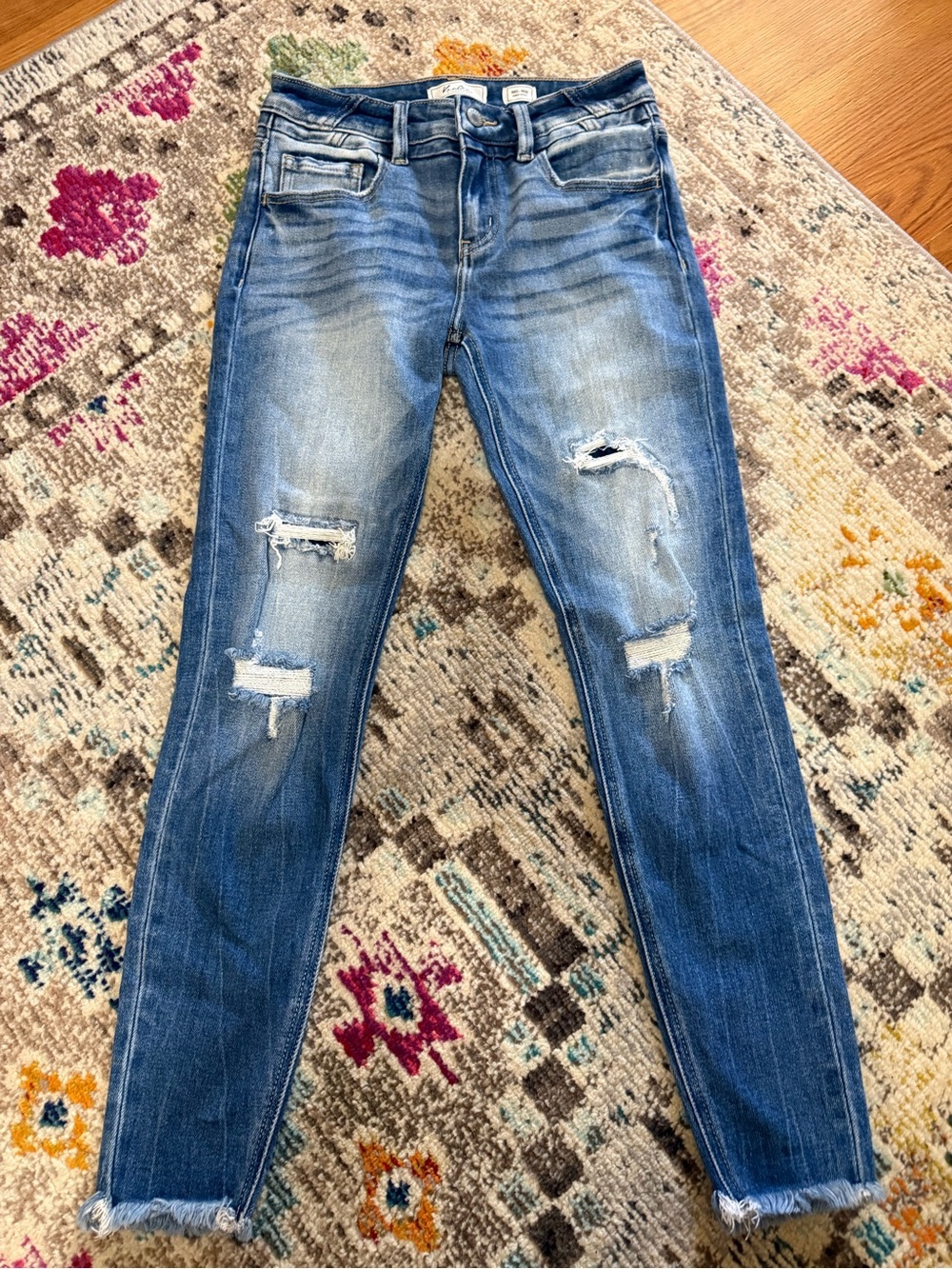 Women's Kancan Distressed Blue Skinny Jeans